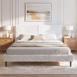 Sunvega Plush Soft Bed with Dual-Zone Backrest for Bedroom, Queen Size