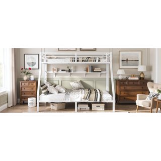Sunvega Twin XL over Queen Metal Bunk Bed with Noise Reduction for Teens and Adults