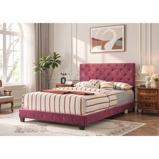 Sunvega Full Bed With Cherry Finish For Modern And Transitional Bedroom Styles