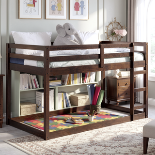 Sunvega Twin Loft Bed with Slats System and Right Facing Ladder in Espresso