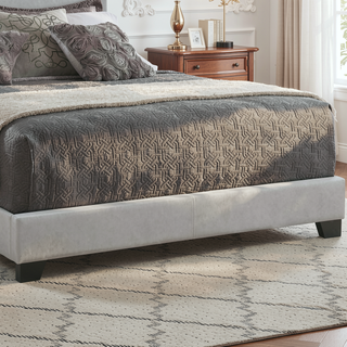 Sunvega Low Profile Leatherette Upholstered Twin Panel Bed with Stitched Details