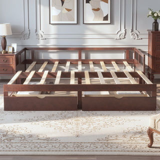 Sunvega Extending Daybed with Trundle for Spontaneous Guests from Twin to King Size