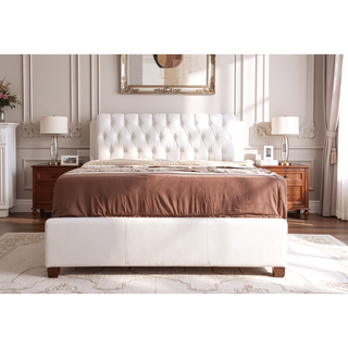 Sunvega Sleek And Stylish Contemporary White King Bed For Bedroom