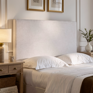 Sunvega Lucas Tall 52" High Upholstered Bed with Textured Ivory Canvas Headboard