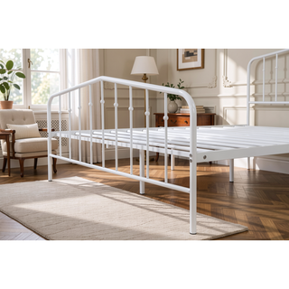 Sunvega Contemporary Full Size Metal Bed with Full Metal Construction and White Finish