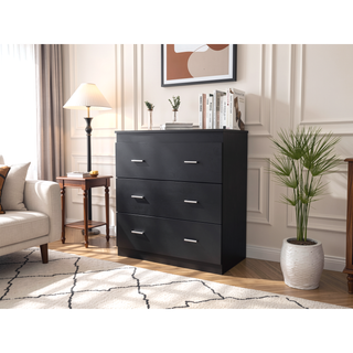 Sunvega Modern Three Drawer Dresser with Metal Handles and Superior Top