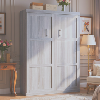 Sunvega Full Size Murphy Bed Folding into Cabinet with Solid Metal Frame