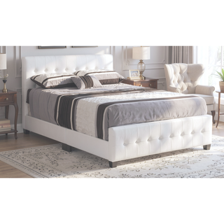 Sunvega Elegant Transitional Queen Bed in White with Chic Finish and Sturdy Build