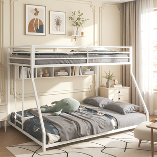 Sunvega Twin over Full Metal Bunk Bed for Kids and Adults with Stable Ladder