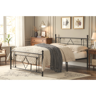 Sunvega Black Finish Twin Platform Bed Canopy Metal Frame Modern Traditional