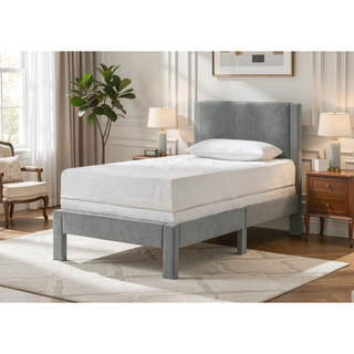 Sunvega Pink Ribbed Upholstered Headboard with Low-Profile Frame for Youth Bedroom