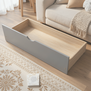 Sunvega Twin Size Platform Bed with Trundle in Espresso Made of Solid Wood