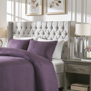 Sunvega Grey Queen Upholstery Headboard with Button Tufted and Nailhead Decor