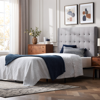 Sunvega Classic Geometric Square Tufted Headboard with Adjustable Height for Queen Bed