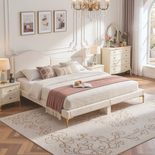 Sunvega Modern Upholstered Twin Daybed with Headboard Armrest Linen Fabric