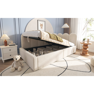 Sunvega Velvet Upholstered Ottoman Daybed With Hydraulic Storage And Metal Frame