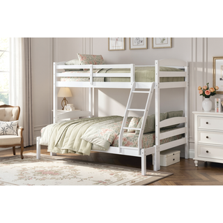 Sunvega Twin over Twin Bunk Bed with Guard Rails in Black Finish