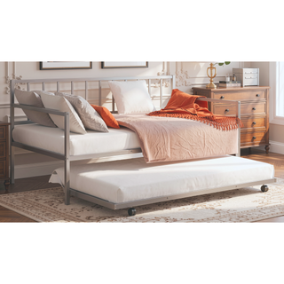 Sunvega Contemporary Black Metal Twin Daybed With Trundle and Full Frame