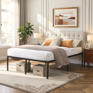 Sunvega Heavy Duty Twin Size Metal Bed Frame with Reinforced Steel Slats