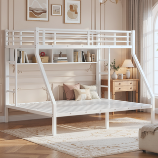 Sunvega Twin XL over Queen Metal Bunk Bed with Noise Reduction for Teens and Adults