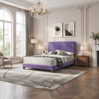Sunvega Stylish Casual Gray Queen Bed Frame with Durable Support