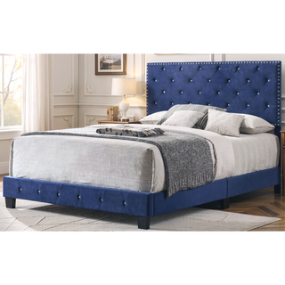 Sunvega Noble Navy Queen Bed With Transitional Flair For Balanced Room Look