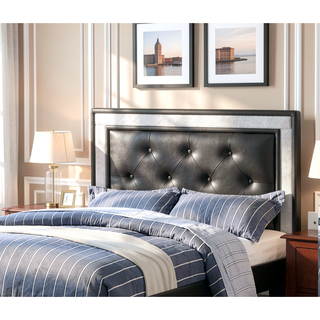 Sunvega Pink Faux Leather Upholstered Full Size Bed with Tufted Headboard