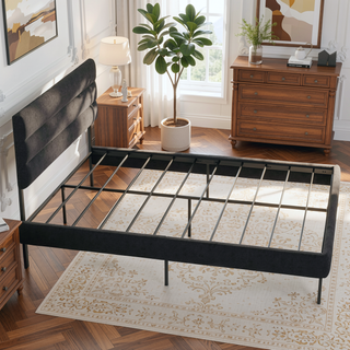 Sunvega Full Size Upholstered Platform Bed Frame With Headboard and 14'' Storage