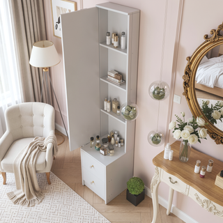 Sunvega Full Body Mirror Cabinet with Multi Layer Storage for Bedroom Use