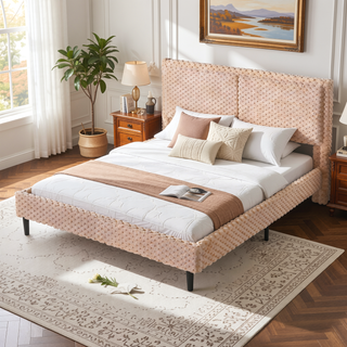 Sunvega Plush Soft Bed with Dual-Zone Backrest for Bedroom, Queen Size