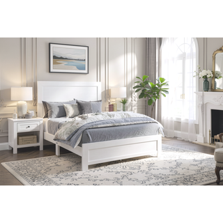 Sunvega Natural Finish Full Bed with Headboard Footboard and Rails