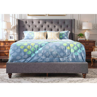 Sunvega Upholstered Transitional Queen Bed In Gray With Excellent Back Support