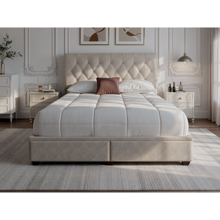 Sunvega King Upholstered Storage Bed with 2 Drawers in Polyester Fabric