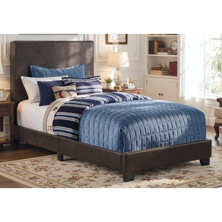 Sunvega Twin Size Upholstered Bed Frame with Leather Look Headboard