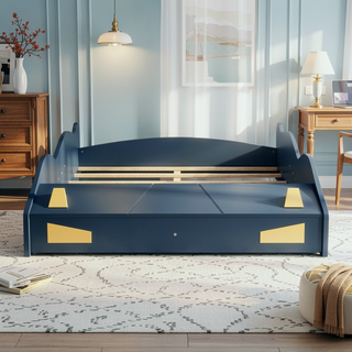 Sunvega Twin Size Race Car Bed with Wheels Storage and Sturdy Wood Construction