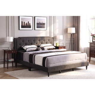Sunvega Full Bed with Chic Tufted Headboard and Vibrant Blue Hue in One Box