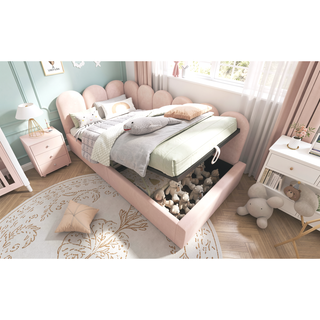 Sunvega Velvet Upholstered Ottoman Daybed With Hydraulic Storage And Metal Frame