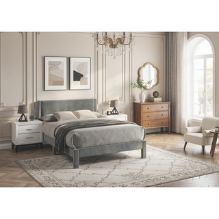 Sunvega Pink Ribbed Upholstered Headboard with Low-Profile Frame for Youth Bedroom