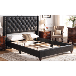 Sunvega Sleek Transitional Black Upholstered Full Bed with Durable Construction