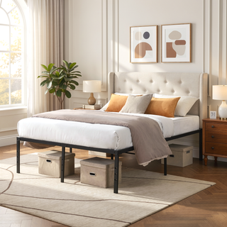 Sunvega Heavy Duty Twin Size Metal Bed Frame with Reinforced Steel Slats