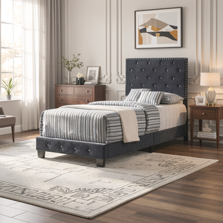 Sunvega Chic Black Twin Bed for Kids or Guest Room Use