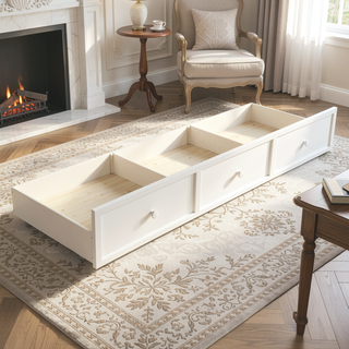 Sunvega White Twin Size Pine Wood Daybed with Three Storage Drawers and Slatted Panels