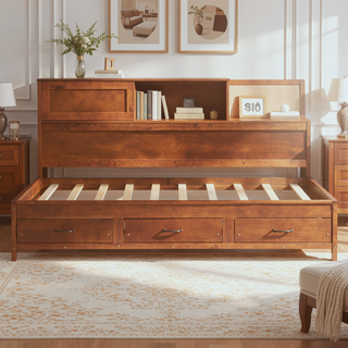 Sunvega Twin Size Wooden Daybed with 3 Storage Drawers and USB Ports