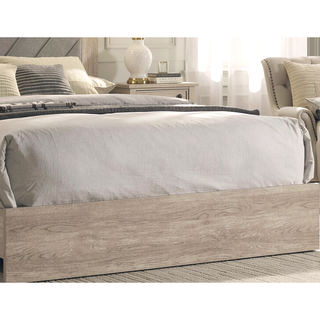 Sunvega Contemporary Cream Queen Size Bed with V-Design Headboard in Gray