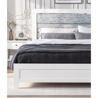 Sunvega White Queen Upholstered Bed with Modern LED Accent Lighting