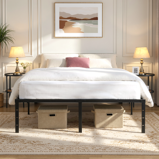 Sunvega Unique Flower Sturdy System Metal Bed Frame with Headboard and Footboard