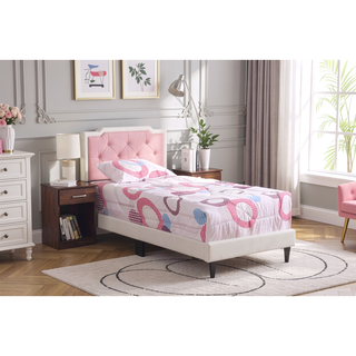 Sunvega Full Bed with Chic Tufted Headboard and Vibrant Blue Hue in One Box