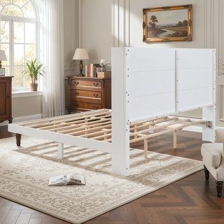 Sunvega Stylish High Headboard Bed with 54 Inch Design for Reading and Relaxing