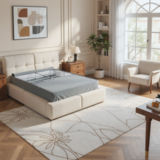 Sunvega 9 Inch Foldable King Size Metal Bed Base with Removable Linen Cover