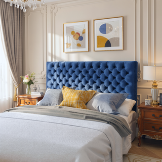 Sunvega Modern Button Tufted Upholstered Queen Size Bed Headboard with Adjustable Legs